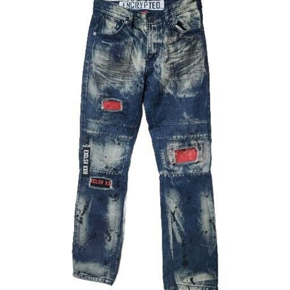 Encrypted Jeans Boys Size 14 Distressed Acid Wash Straight Leg  28Wx27L